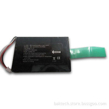 Customized Li-ion Battery with 3.7V Voltage, 800mAh Capacity